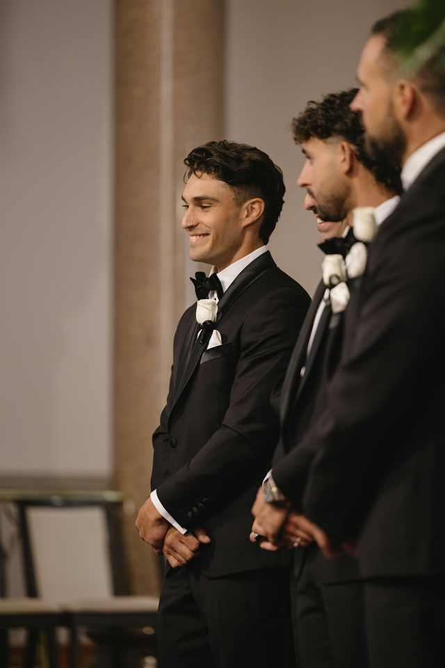 Groom and groomsmen at the ceremony