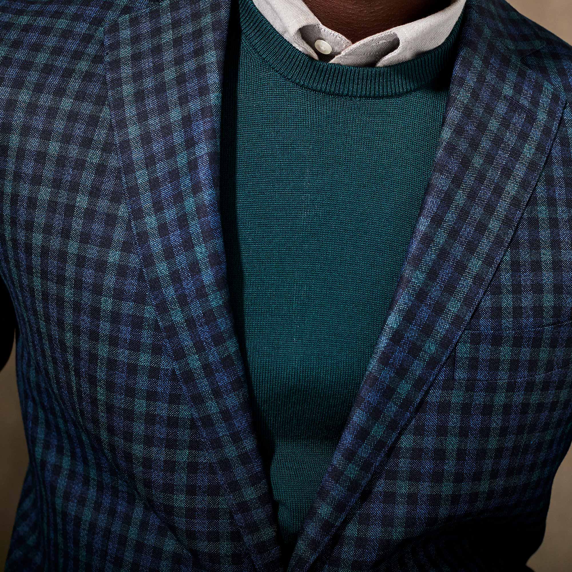 Checked sports jacket over a knit