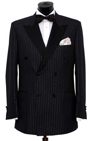 Black pinstripe double-breasted suit