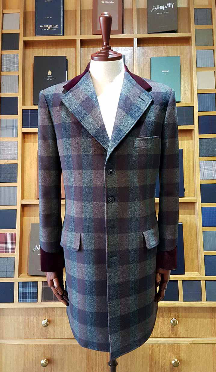 Blue plaid overcoat