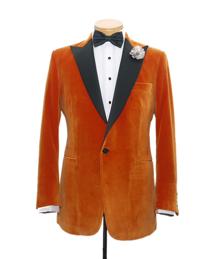 Burnt-orange velvet dinner jacket