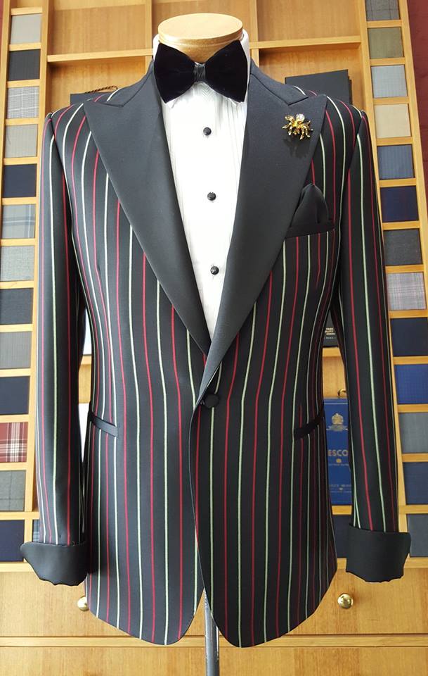 Green and red striped dinner jacket